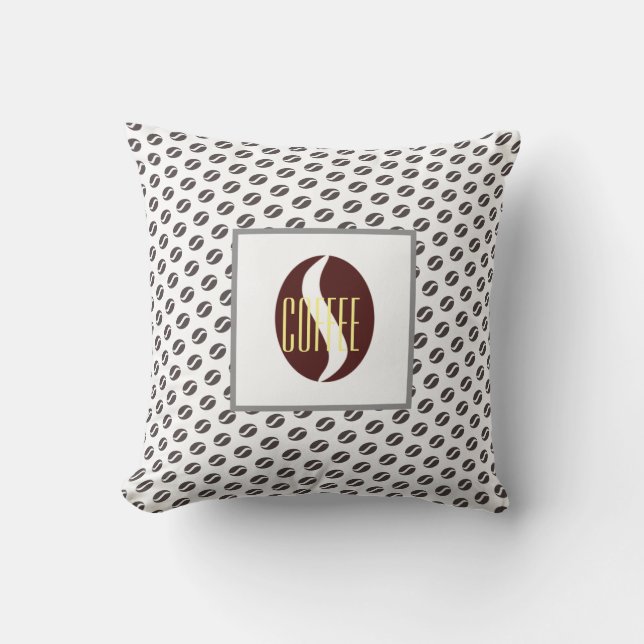 Funky Coffee Beans Pattern Cushion Throw Pillow (Front)