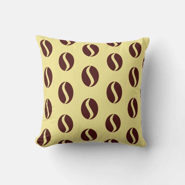 Funky Coffee Beans Pattern Cushion Throw Pillow (Front)