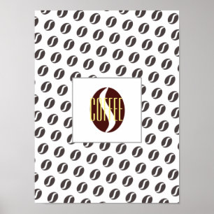 Funky Coffee Beans Pattern Frame Word Poster