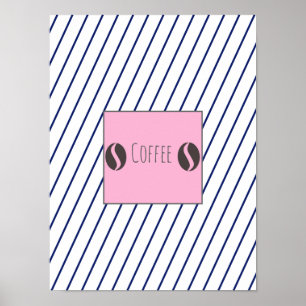 Funky Coffee Beans Plate Blue Stripes Poster