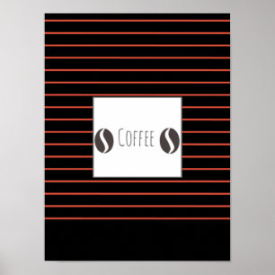 Funky Coffee Beans Plate Red Stripes Poster