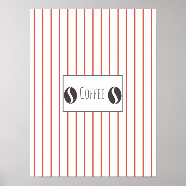 Funky Coffee Beans Plate Stripes Poster (Front)