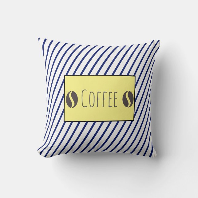 Funky Coffee Beans Stripes Cushion Throw Pillow (Front)