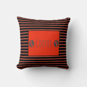 Funky Coffee Beans Stripes Cushion Throw Pillow