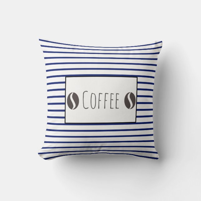 Funky Coffee Beans Stripes Cushion Throw Pillow (Front)