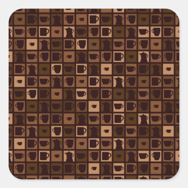 Funky coffee mosaic square sticker (Front)
