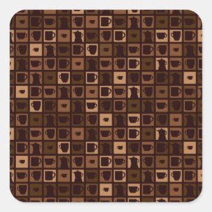 Funky coffee mosaic square sticker