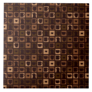Funky coffee mosaic tile