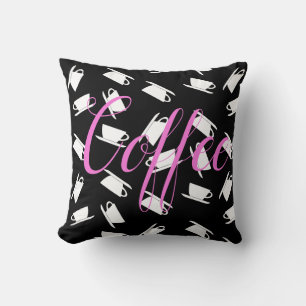 Funky Coffee Mug Cup Pattern Cushion Throw Pillow