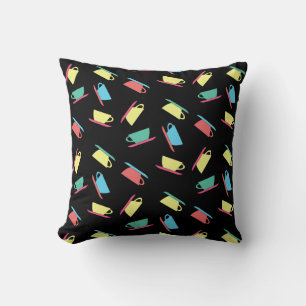 Funky Coffee Mug Cup Pattern Cushion Throw Pillow