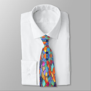 Funky Color Stained Glass Tie
