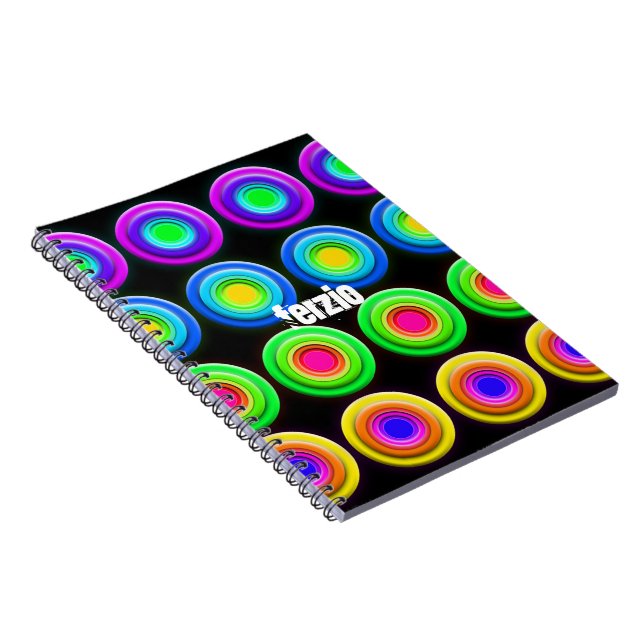 Funky Colorful 3D Circles Notebook (Right Side)