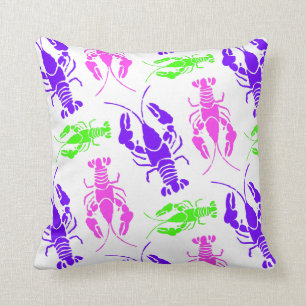 Funky Colorful Lobster or Crawfish Pattern Cushion