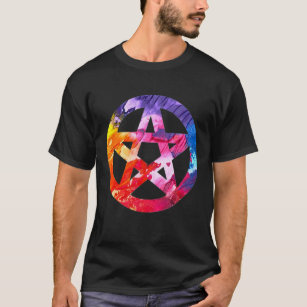 Funky Colorful Pagan Pentacle T-Shirt