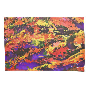 Funky Colorful Rainbow Abstract Splash Paint Art Pillowcase