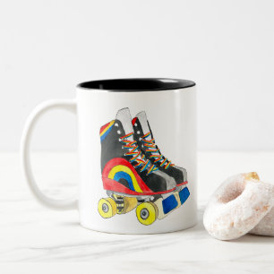 Funky colorful rainbow lady art Two-Tone coffee mu Mug