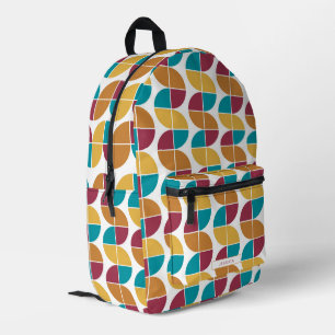 Funky Colorful Retro 70s Vintage Geometric Pattern Printed Backpack