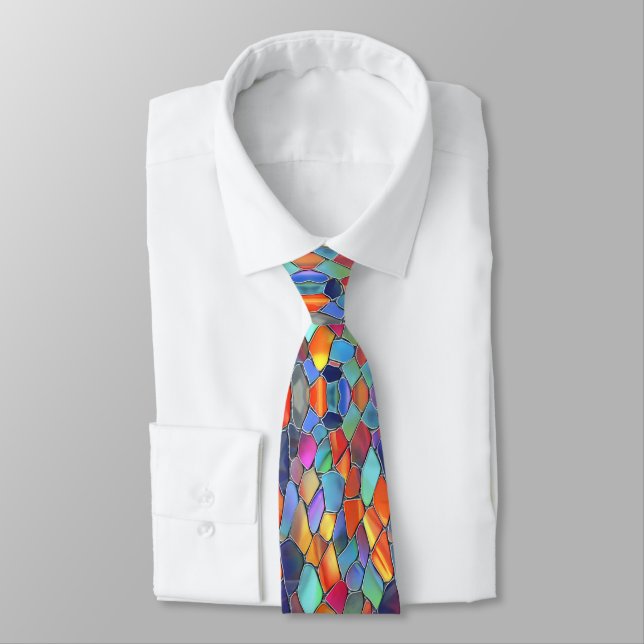 Funky Colour Stained Glass Tie (Tied)