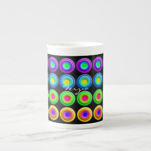 Funky Colourful 3D Circles Bone China Mug