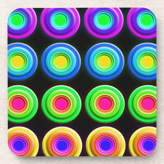 Funky Colourful 3D Circles Coaster (Front)
