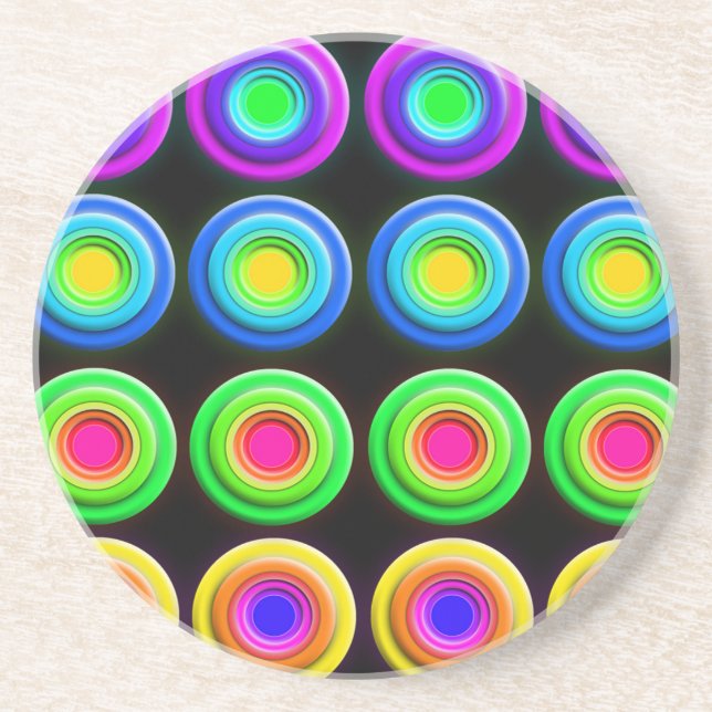 Funky Colourful 3D Circles Coaster (Front)