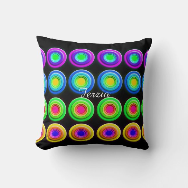 Funky Colourful 3D Circles Cushion (Front)