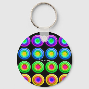 Funky Colourful 3D Circles Key Ring