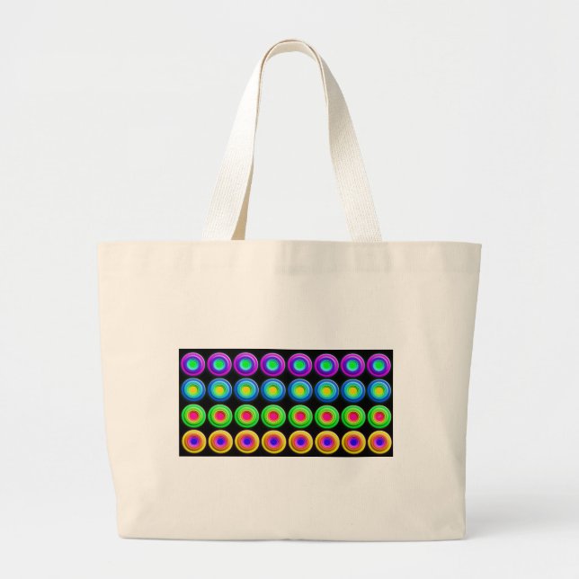 Funky Colourful 3D Circles Large Tote Bag (Front)