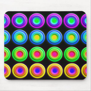 Funky Colourful 3D Circles Mouse Mat