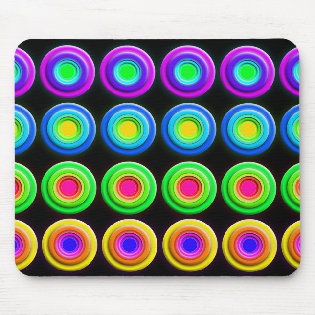 Funky Colourful 3D Circles Mouse Mat (Front)