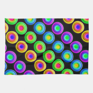 Funky Colourful 3D Circles Tea Towel