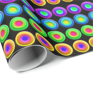 Funky Colourful 3D Circles Wrapping Paper