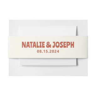 Funky Colourful Bold Bright Retro Unique Wedding  Invitation Belly Band