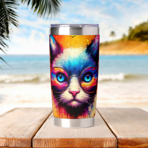 Funky Colourful Cat Illustration  Insulated Tumbler