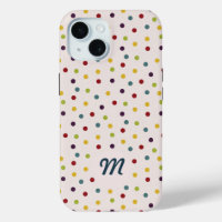 Funky Colourful Dots Pattern Monogram