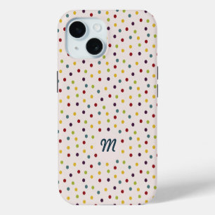 Funky Colourful Dots Pattern Monogram iPhone 15 Case