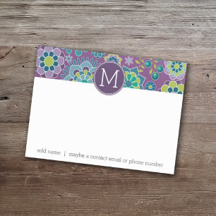 Funky Colourful Floral Pattern Custom Monogram Post-it Notes