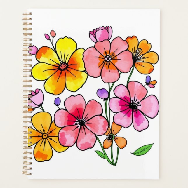 Funky Colourful Flowers Planner (Front)