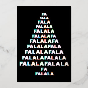 Funky Colourful Fun FA LA LA Seasonal Silver Gold Foil Holiday Card