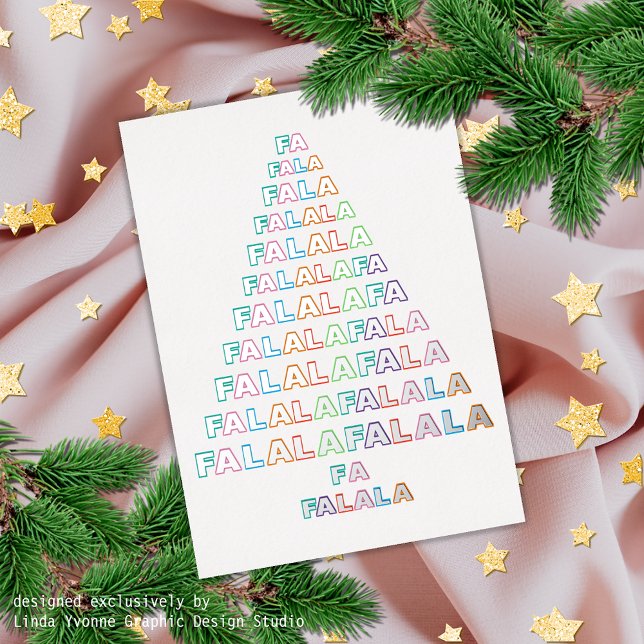Funky Colourful Fun FA LA LA Seasonal Silver Gold Foil Holiday Card (Creator Uploaded)