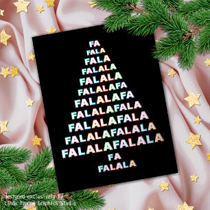 Funky Colourful Fun FA LA LA Seasonal Silver Gold Foil Holiday Postcard