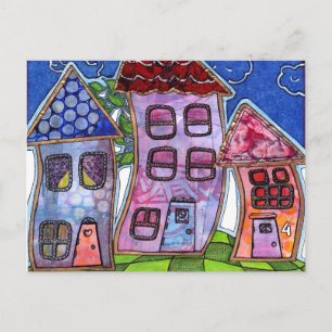 Funky Colourful Houses Postcard