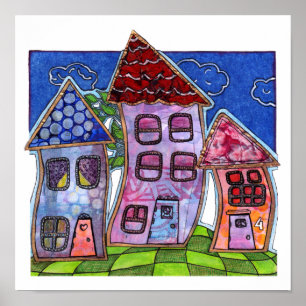 Funky Colourful Houses Poster