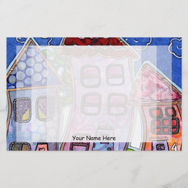 Funky Colourful Houses Stationery (Front)