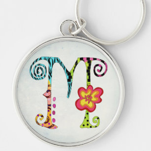 Funky Colourful Letter M Monogram Keychain
