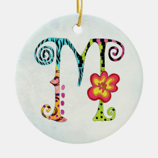 Funky Colourful Monogramed M ornament