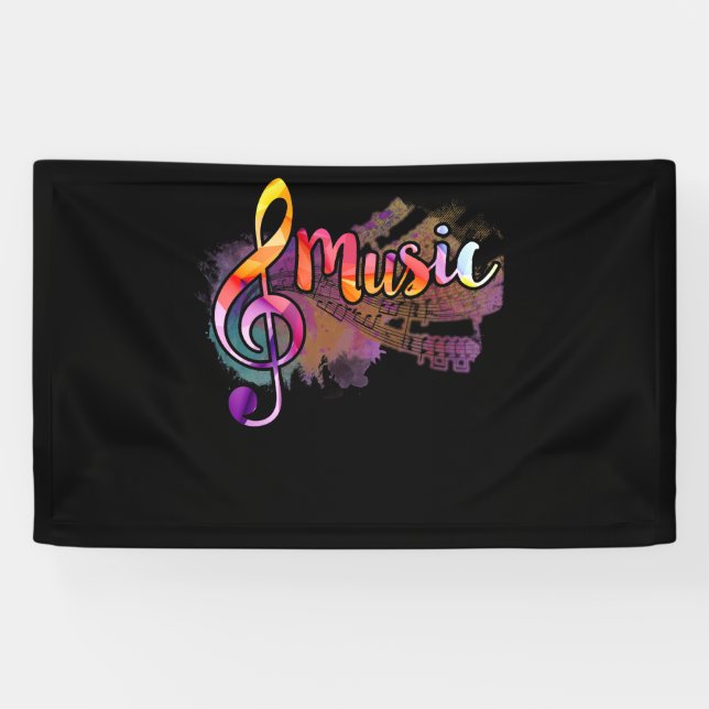 Funky Colourful Music Treble Clef Musical Note Banner (Horizontal)