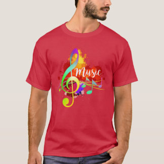 Funky Colourful Musicreble Clef Musical Note Art v T-Shirt