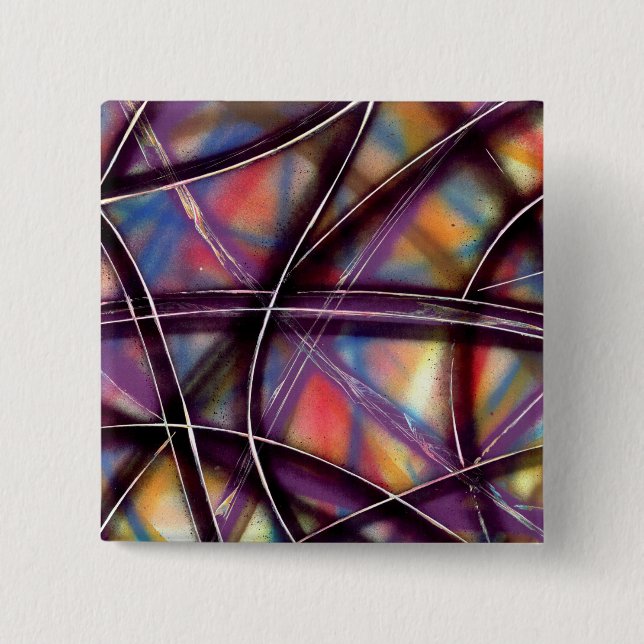 Funky Colourful Overlapping Lines 15 Cm Square Badge (Front)
