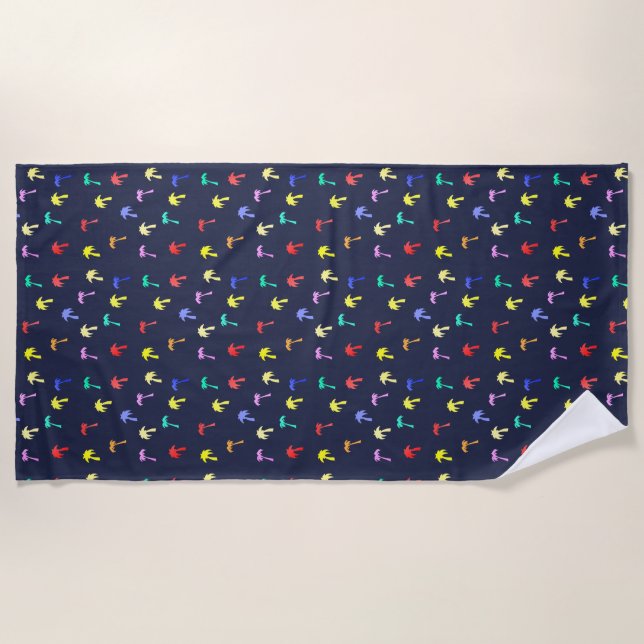 Funky Colourful Palm Trees Tropical Beach Towel (Front)